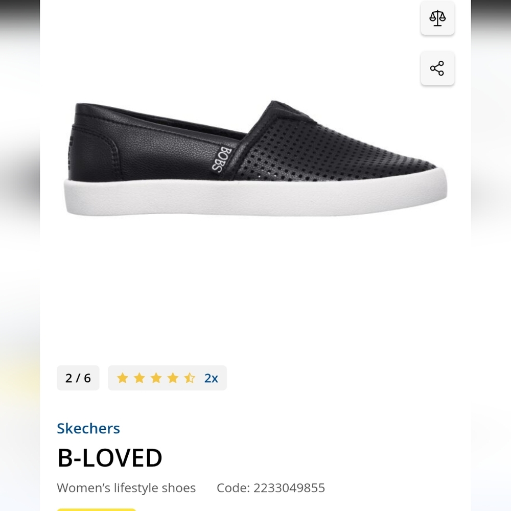 Bobs B Loved Black Leather Perforated Slip On Shoes Size EU38.5 / US 8.5